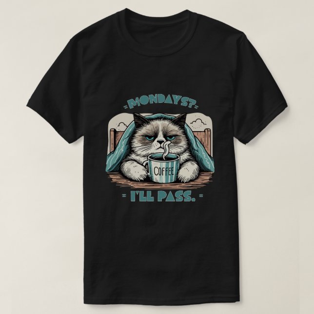 T-shirt Les lundis ? Je passerai. - Grumpy Cat Art (Design devant)