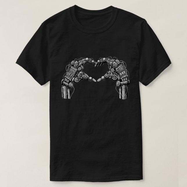 T-shirt Les mains de robot font la forme de coeur (Design devant)