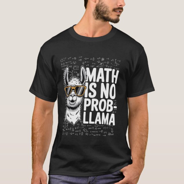 T-shirt Les maths ne sont pas un problème-Llama, amateur d (Devant)