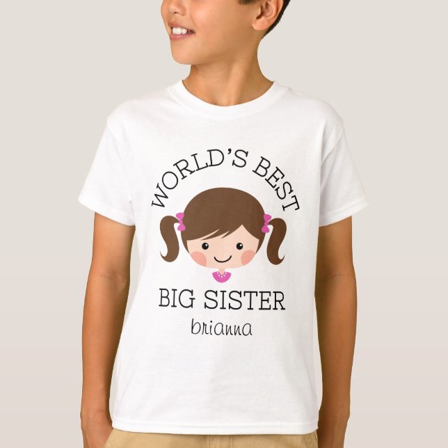 T-shirt Les meilleurs cheveux de brun de grande soeur des (Devant)