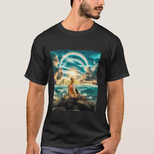 T-shirt Les moines de Thich Minh Tue Bouddha qui traversen (Devant)
