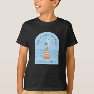 T-shirt Les Mouettes Veux Juste Avoir Amusant Mer Océaniqu