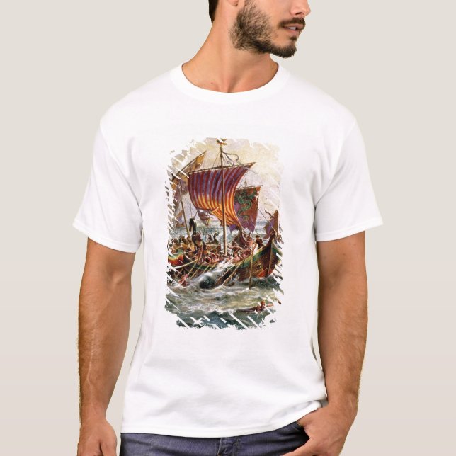 T-shirt Les offices d'Alfred attaquant le dragon de Viking (Devant)