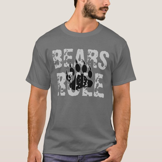 T-shirt Les ours règnent patte d'ours noire et argentée (Devant)