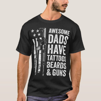 T-shirt Les papas géniaux ont des tatouages, des barbes et
