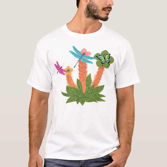 T-shirt Les papillons aspirent le nectar d'un mignon flowe (Devant)