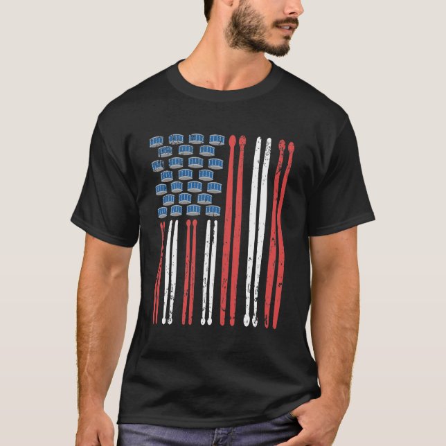 T-shirt Les percussions sur le tambour du drapeau américai (Devant)
