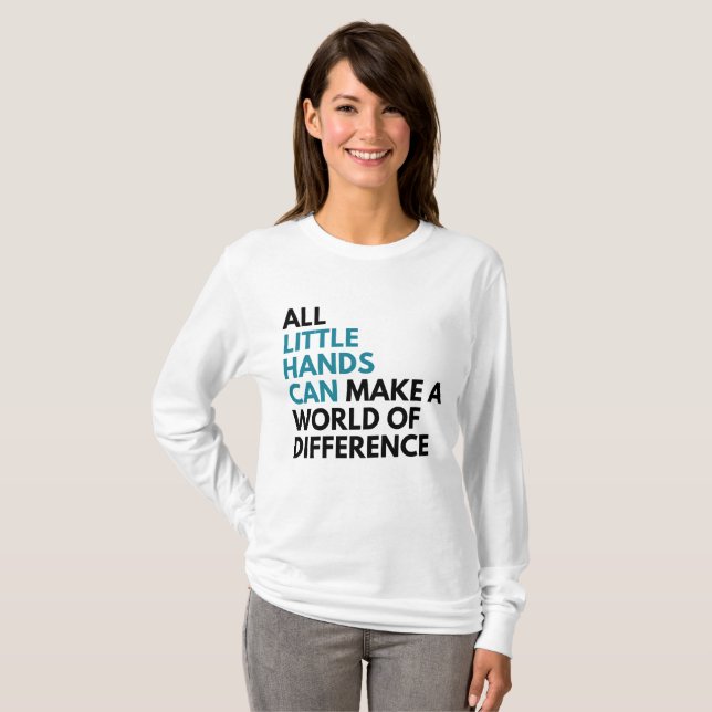 T-shirt Les petites mains mettent en boîte les femmes 2 (Devant entier)