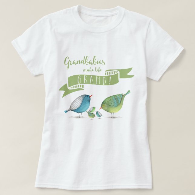 T-shirt Les petits-enfants font la vie GRAND Oiseaux (Design devant)