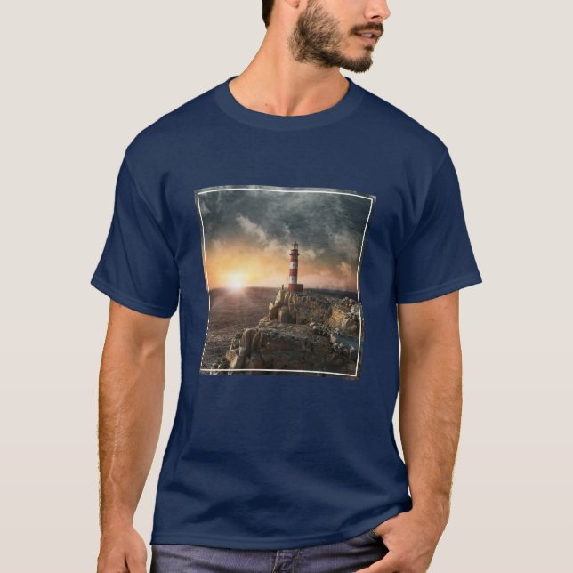 T-shirt Les phares | Phare rouge et blanc (Devant)