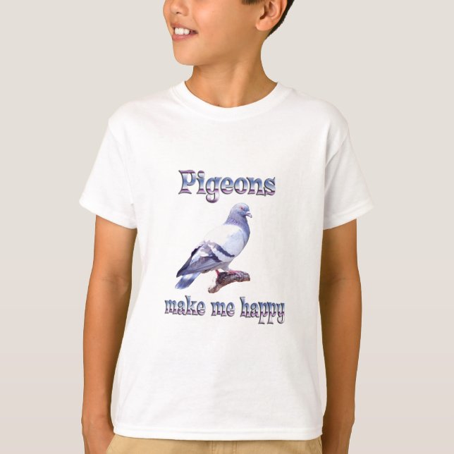 T-shirt Les pigeons me rendent heureux (Devant)