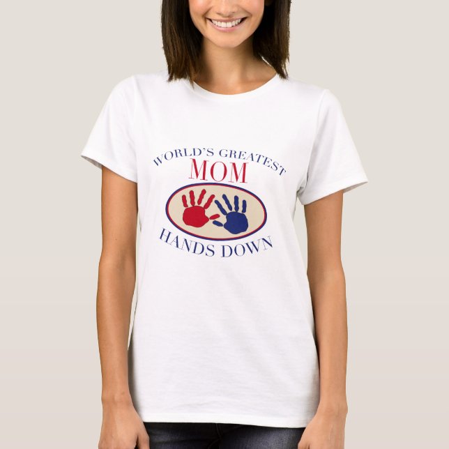 T-shirt Les plus grandes mains de la maman du monde vers (Devant)