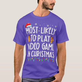 T-shirt Les Plus Probables À Jouer Jeu Vidéo Sur Noël Père