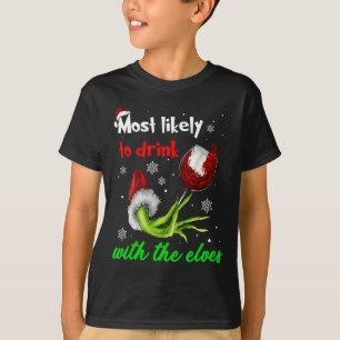 T-shirt Les Plus Susceptibles De Boire Avec Les Elfes Noël