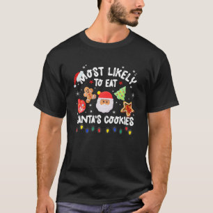 T-shirt Les Plus Susceptibles De Manger Santas Cookies Cor