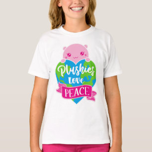 T-shirt Les Plushies aiment la paix Cute Kawaii Coeur Te