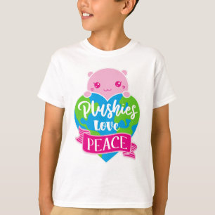 T-shirt Les Plushies aiment la paix Cute Kawaii Coeur Te
