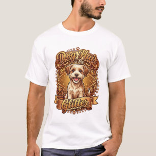 T-shirt Les poils de chien sont ruban doré pailleté et duv