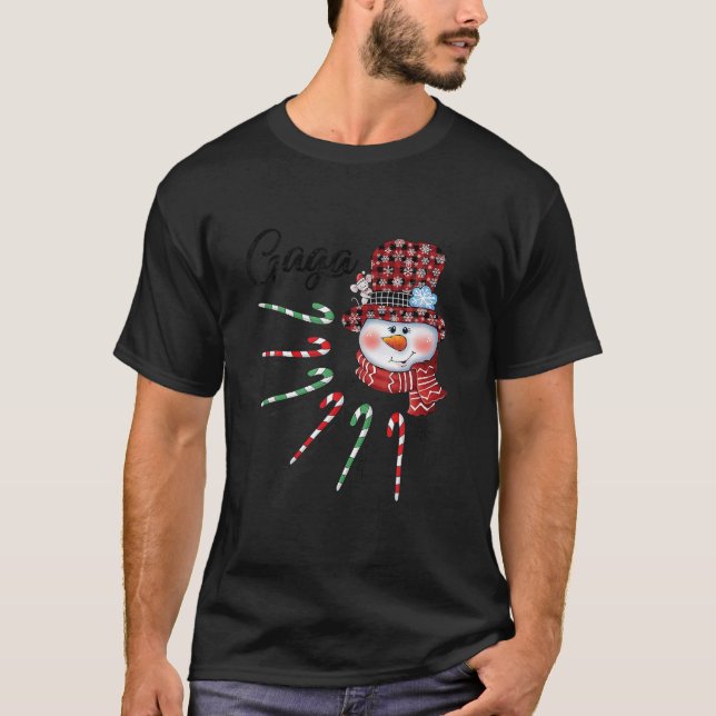 T-shirt Les poisons de Noël de Snowman Gaga Candy Cane Red (Devant)