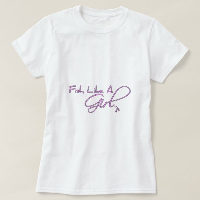 T-shirt Les poissons aiment une fille (le saumon) (Design devant)