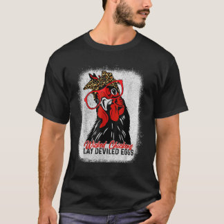T-shirt Les Poulets Mauvais Posent Oeuf Dévilé Effet Bleu 