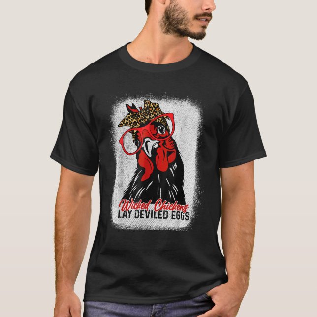 T-shirt Les Poulets Mauvais Posent Oeuf Dévilé Effet Bleu  (Devant)