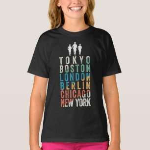 T-shirt Les principales villes du marathon mondial