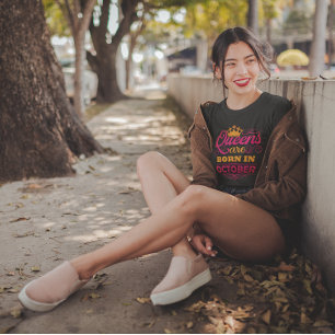 T-shirt Les reines naissent en octobre Faux Glitter Annive