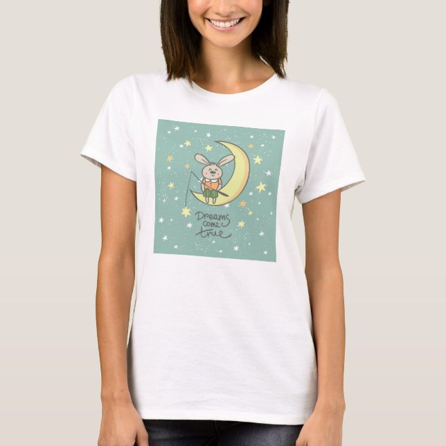 T-shirt Les rêves deviennent réalité | Lapin sur la Lune (Devant)