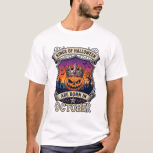 T-shirt Les Rois D'Halloween Naissent Octobre Couronne Cit