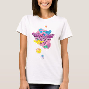 T-shirt Les Scribbles Colorés De La Femme Des Merveilles