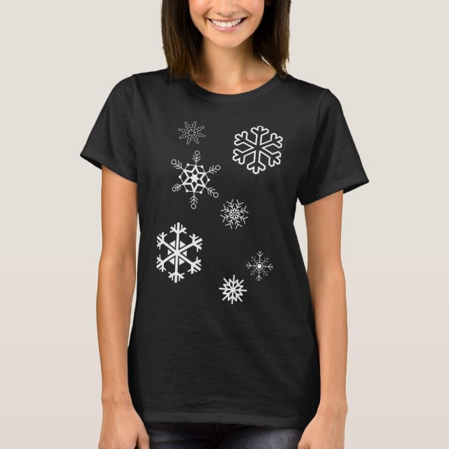 T-shirt Les Snowflakes L'Hiver Est Là Et La Neige (Devant)