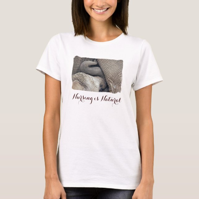 T-shirt Les soins allaitants mignons d'éléphant sont (Devant)