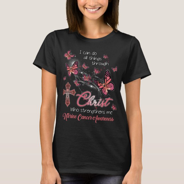 T-shirt les survivants du cancer de l'utérus peuvent faire (Devant)