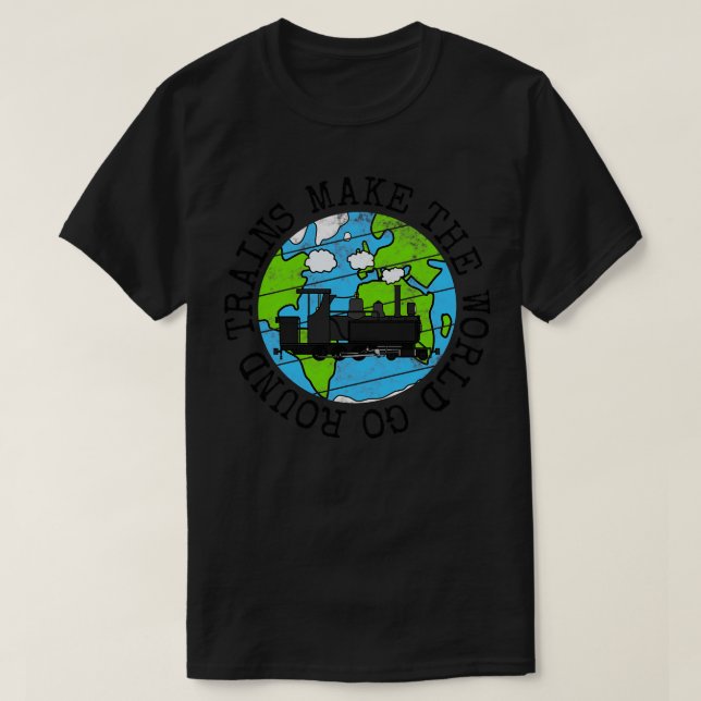 T-shirt Les Trains Rendent Le Monde Tour Jour des terres S (Design devant)
