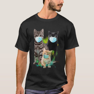 T-shirt Les Trois Chats Portent 2020 Quarantinés Funny
