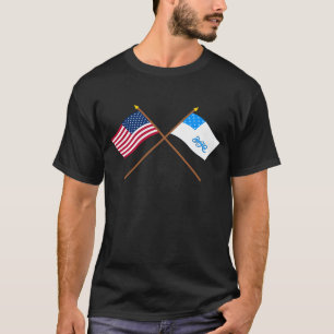 T-shirt Les USA croisés et ęrs drapeaux de régiment d'