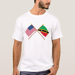 T-shirt Les USA et St Kitts et drapeaux croisés par Niév