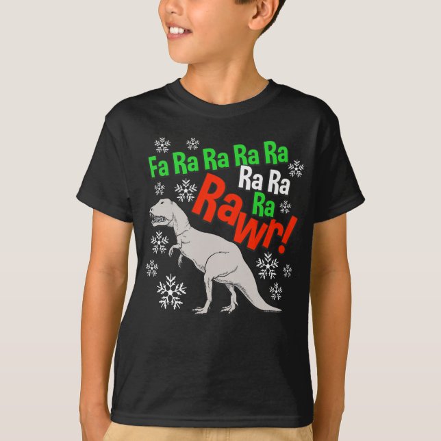 T-shirt Les vacances drôles de dinosaure de Rawr de Noël (Devant)