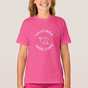 T-shirt Les vaccins sauvent des vies Coeurs blancs roses m
