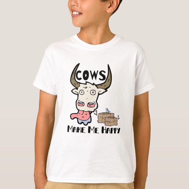 T-shirt Les vaches me rendent heureux, la vache Moo, la pe (Devant)