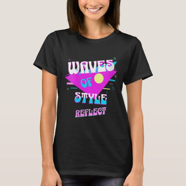 T-shirt Les Vagues De Style Des Femmes Reflètent L'Esthéti (Devant)
