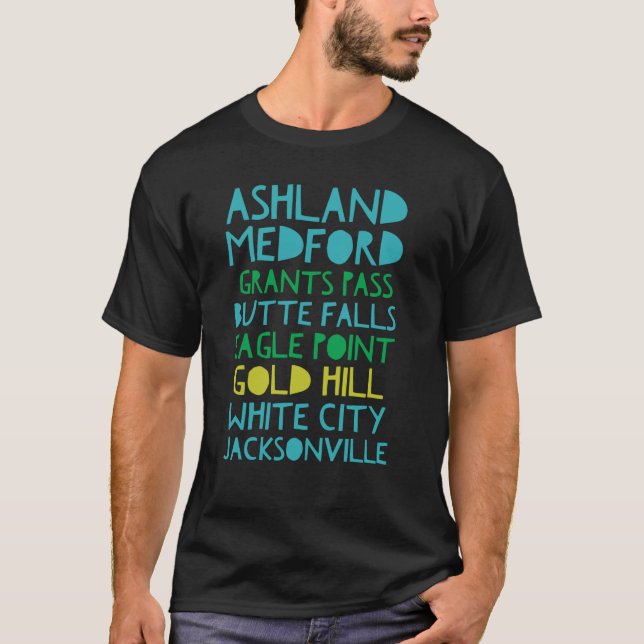 T-shirt Les villes du sud de l'Oregon (Devant)