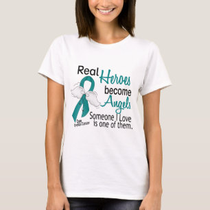 T-shirt Les vrais héros deviennent Cancer ovarien d'anges