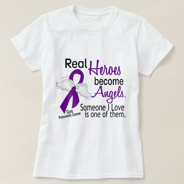 T-shirt Les vrais héros deviennent Cancer pancréatique (Design devant)
