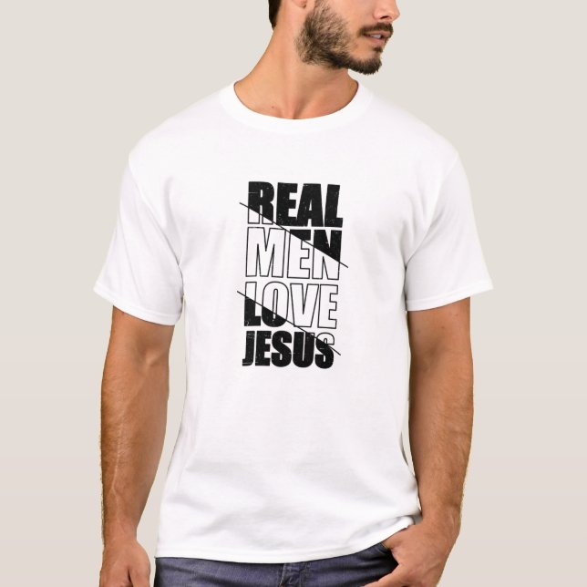 T-shirt Les vrais Hommes Aiment Jésus Perturbé Fond Religi (Devant)
