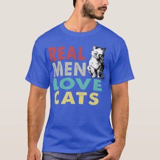 T-shirt Les vrais hommes aiment les chats