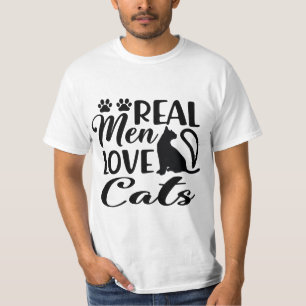 T-shirt Les vrais hommes aiment les chats