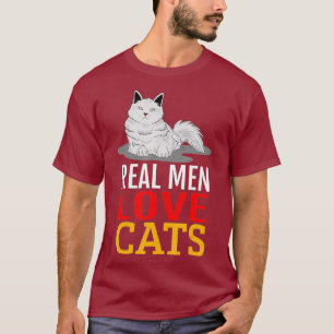 T-shirt Les vrais hommes aiment les chats Design