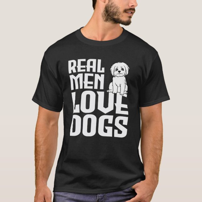 T-shirt Les vrais hommes aiment les chiens (Devant)